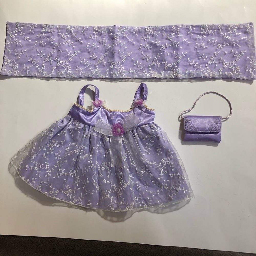Build-A-Bear Workshop Vintage Overlay Dress, Wrap, and Bag